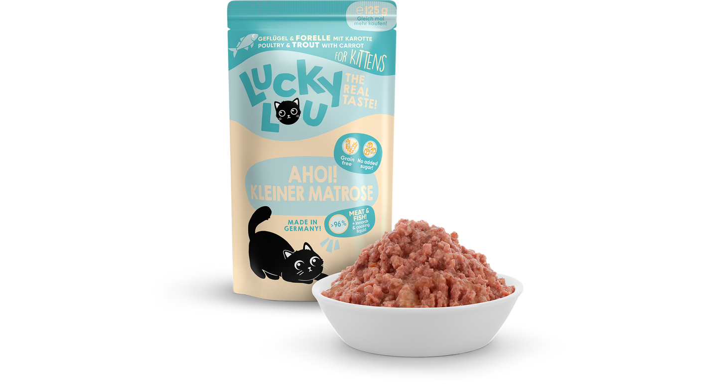 Lucky Lou Lifestage Kitten s hydinovým mäsom a pstruhom 125 g